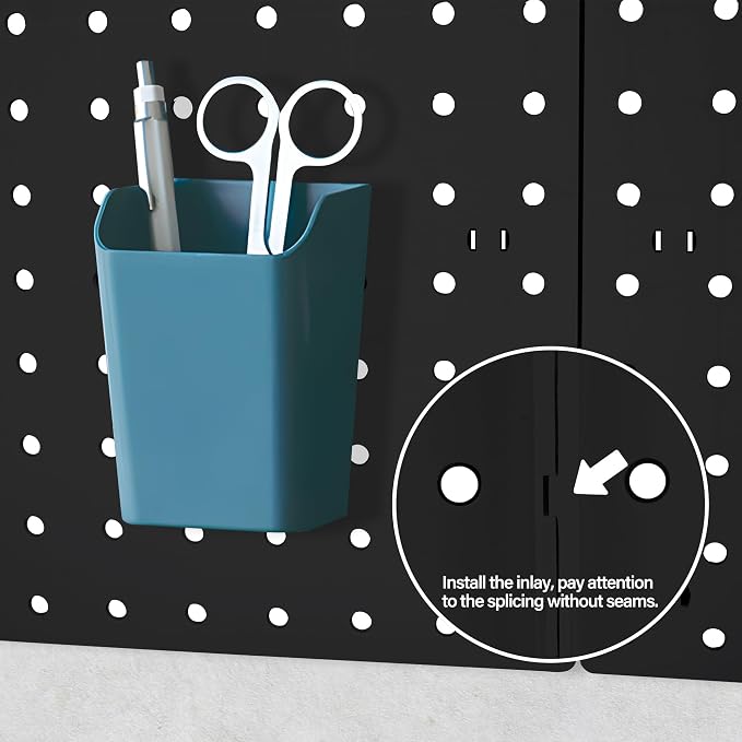 8Pcs Pegboard Wall Organizer Panels Black ABS Pegboard Wall Mount - Image 6
