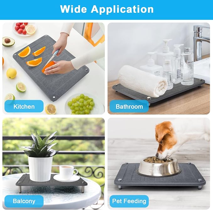 3Pcs Nesting Stone Drying Mat for Kitchen Counter, Quick Drying Stone Dish - Image 7