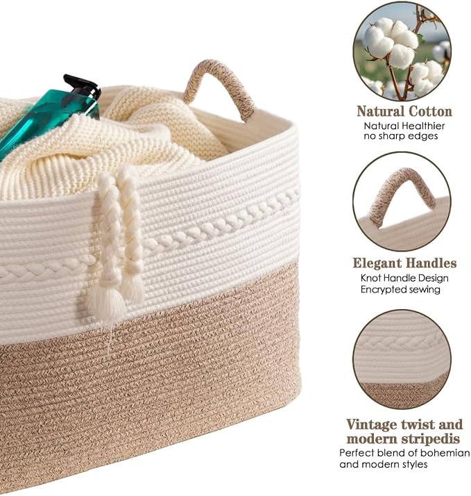 Extra large laundry basket woven from natural cotton rope - Image 7
