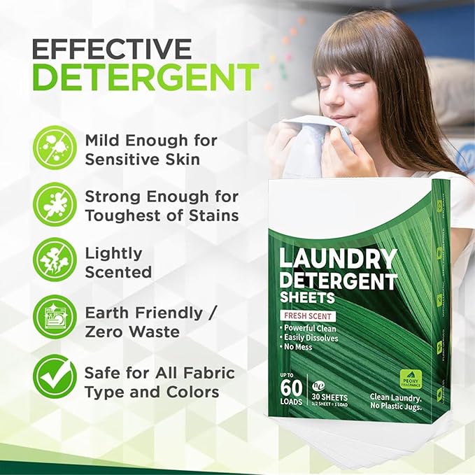 Laundry Sheets - Foaming Scented Stain, Removal Wash Sheets - Image 5