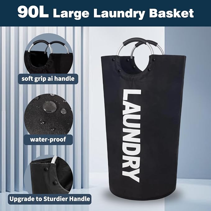 90L Laundry Basket Waterproof 600D Oxford Fabric Modern Collapsible Laundry - Image 2
