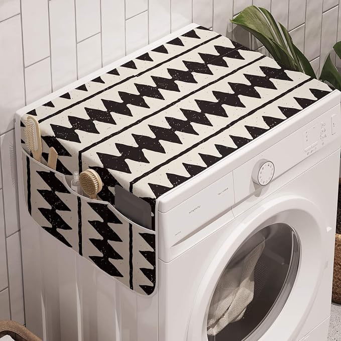 Ambesonne Chevron Washing Machine Organizer, Retro Zigzag Pattern by Ambesonne