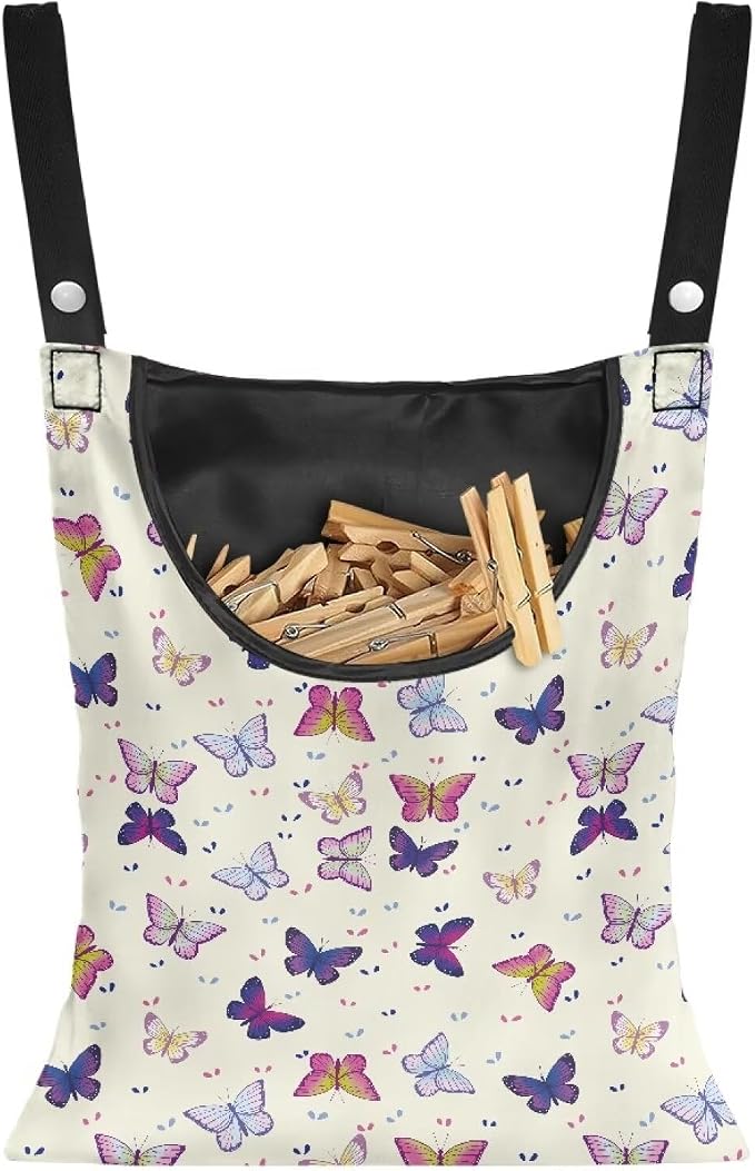 Cartoon Butterfly Clothespin Bag Hanging Storage Organizer by Vanideaoty