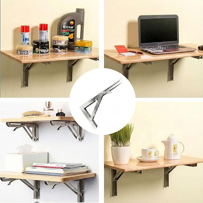 Heavy Duty 18 Inch Fold Down Shelf Brackets 4-Pack, Collapsible Wall Mounted - Image 5