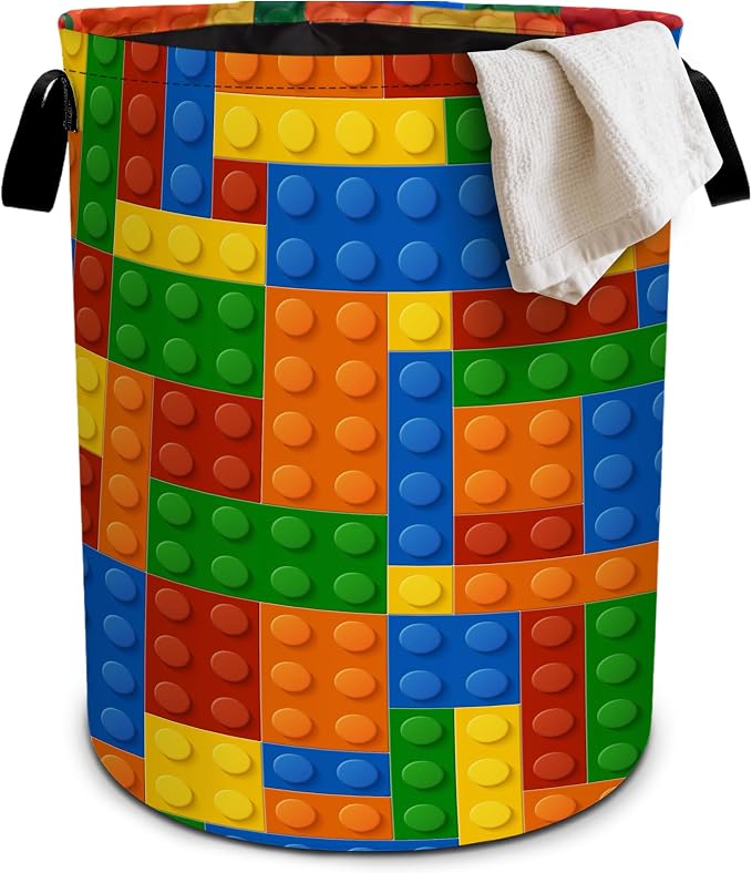 Colorful Building Blocks Laundry Basket Laundry Hamper by bassyilCustomizedforlife