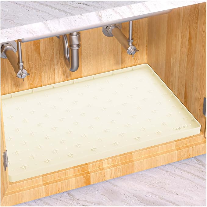 Sdpeia Under Sink Mat for Cabinet, Upgraded Silicone Waterproof Mat Kitchen by Sdpeia