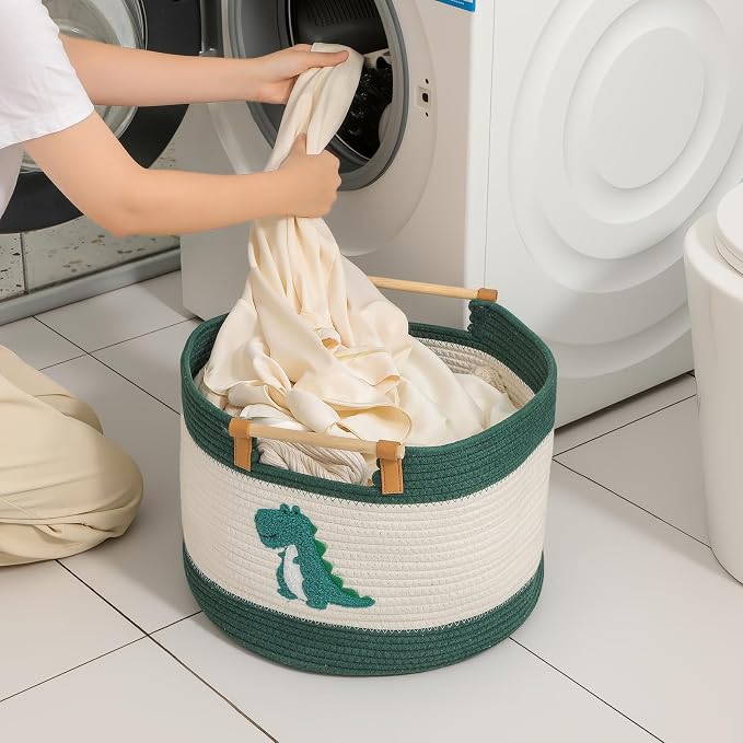 Large Blanket Basket 35L Cotton Rope Basket - Image 7