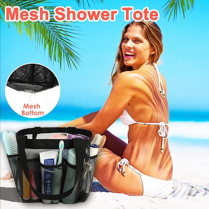 Mesh Shower Caddy Portable for College Dorm Room Essentials, 8-Pocket Large - Image 5