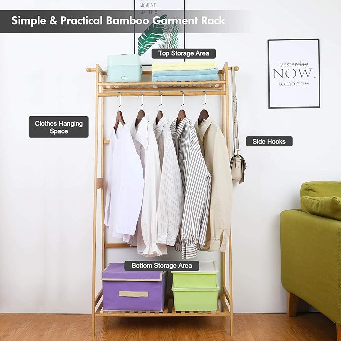 Ufine Bamboo Clothes Hanging Rack - Image 3