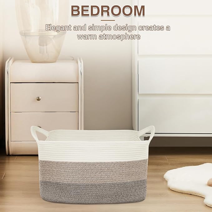 YOUDENOVA Nursery Storage Basket，21.6''×14.9''×11.8'' Rectangle Cotton Rope - Image 6