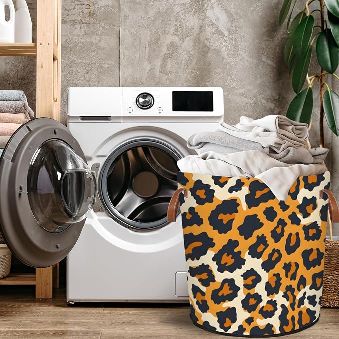 Leopard Print Laundry Hamper Waterproof Collapsible Basket - Image 4