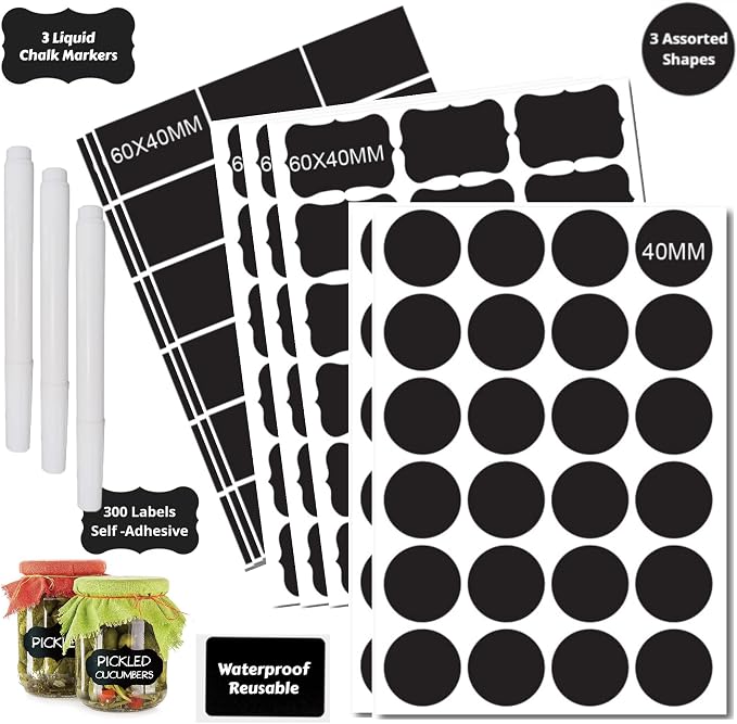 Chalkboard Label 300 Pcs Waterproof Reusable Labels by Unknown