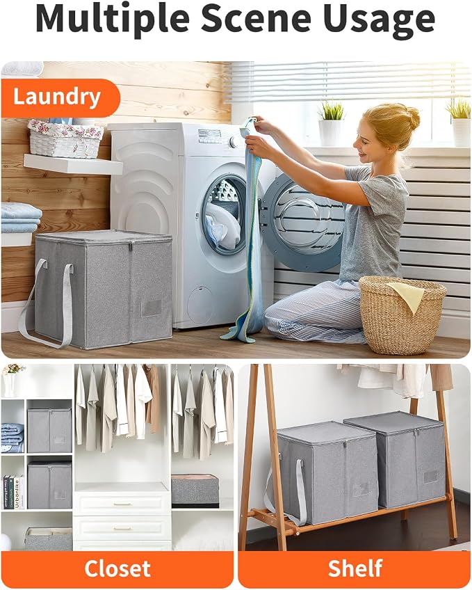 Qozary 2 Pack Clothes Hanger Organizer Bag-Rigid Hanger Storage Containers - Image 7