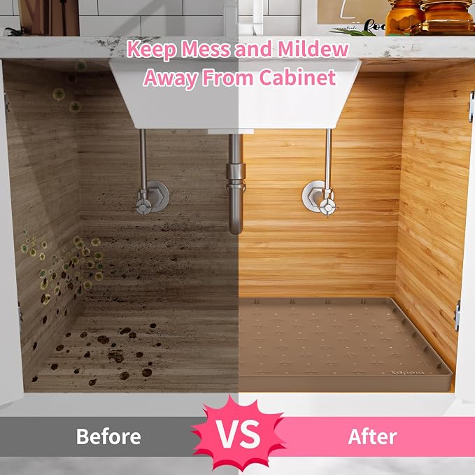 Sdpeia Under Sink Mat 22"×19" Waterproof Silicone Cabinet Liner & Sink Protector - Image 5