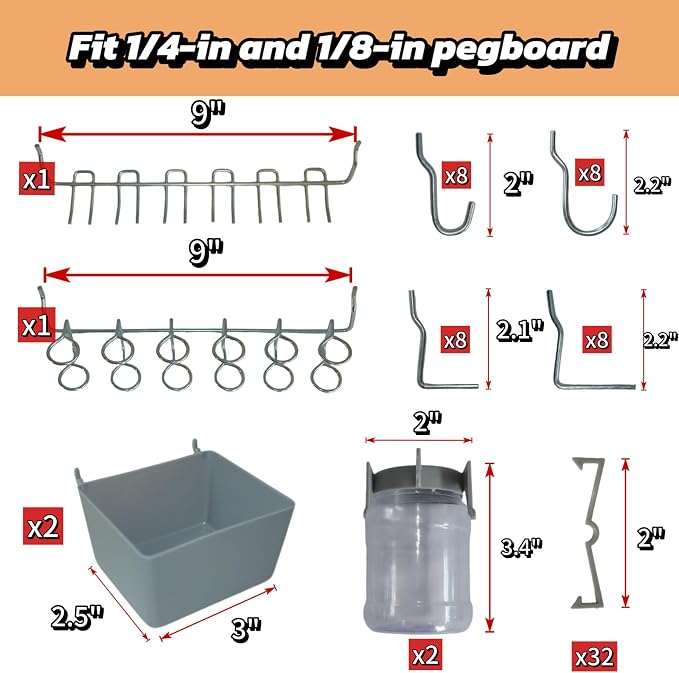Pegboard Metal Hooks Kit 90PCS - Image 2