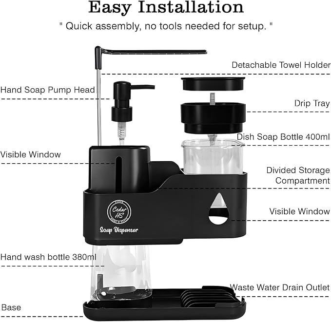 Kitchen Soap Dispenser Set – 4 in 1 Dual Pump Bottles - Image 5
