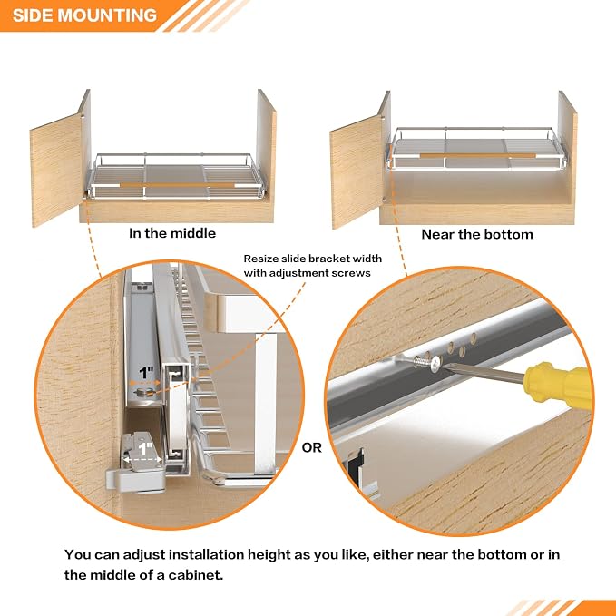SANNO Pull Out Cabinet Organizer, Slide Out Cabinet Shelf, Under Sink Slide Out - Image 8
