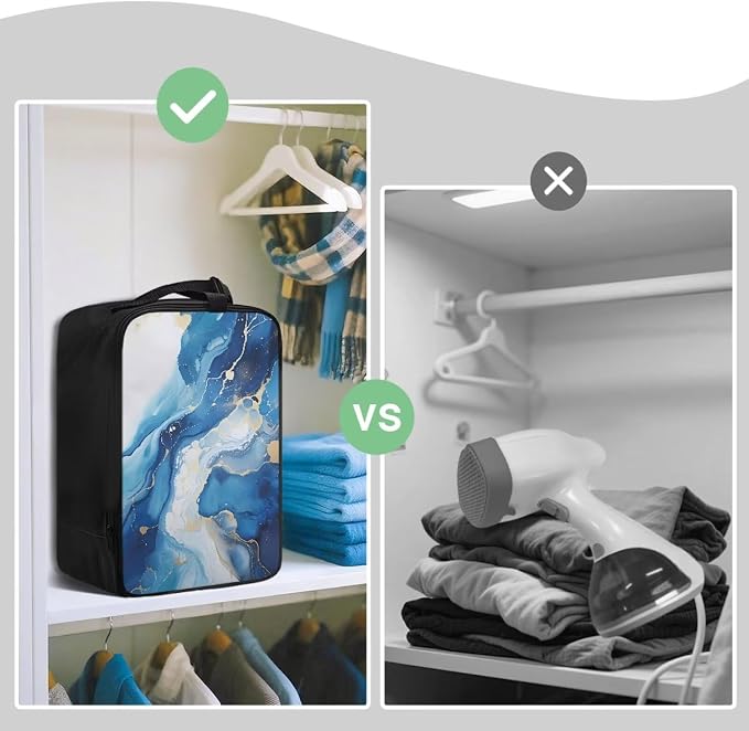 Universal Steamer Case Blue Marble Print Zippered Protective Pouch - Image 4