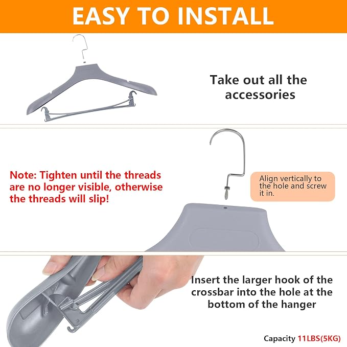 DEDU Suit Hangers for Men 10 Pack, Thick Plastic - Image 7