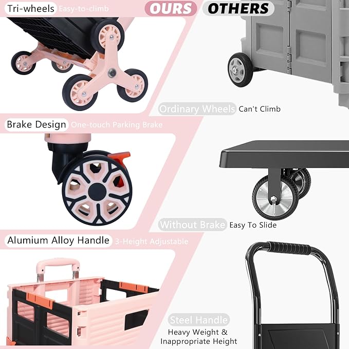 FELICON SELORSS Folding Utility Cart Portable Rolling Crate Handcart - Image 6