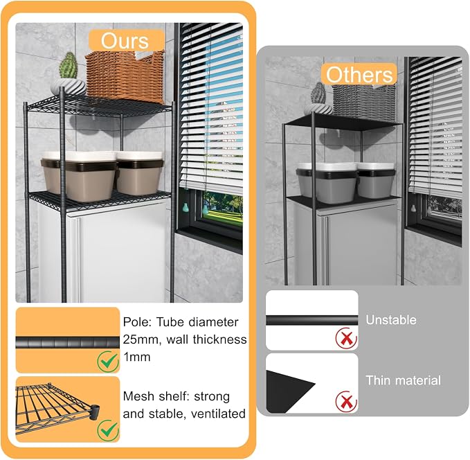 Mini Fridge Shelf with Storage, Height Adjustable Mini Fridge and Microwave - Image 6