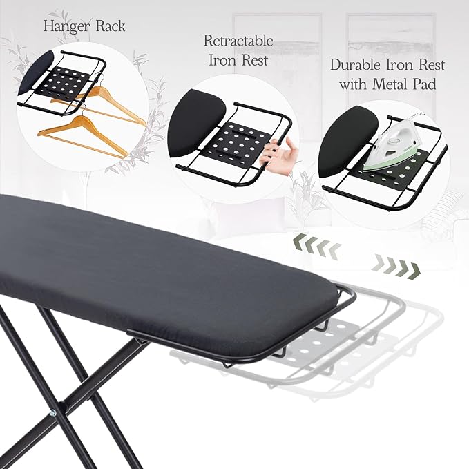 Heavy Duty Full Size Ironing Board 48"x15", BlissBoard Foldable Iron Board - Image 2