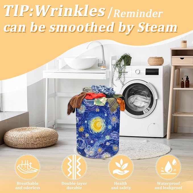 Starry Night Laundry Basket, Foldable Waterproof Oxford Cloth Laundry Hamper - Image 5