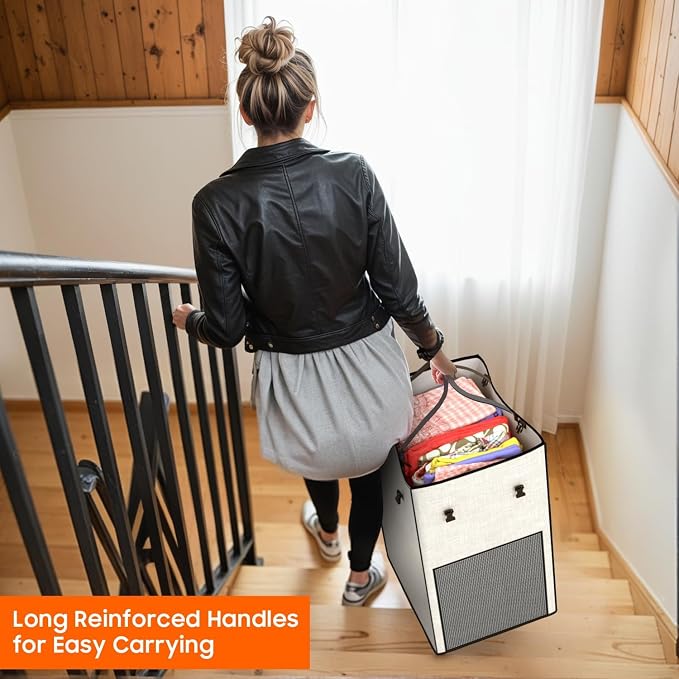 160L Laundry Basket with Wheels, Rolling Laundry Hamper with Removable Bag and - Image 8