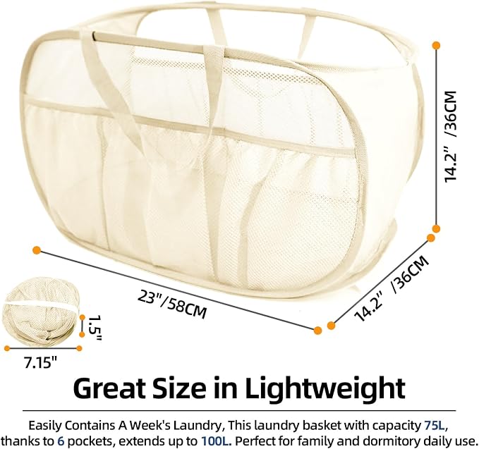 Collapsible Laundry Baskets, Upgrade Pop Up Laundry Hamper - Image 3