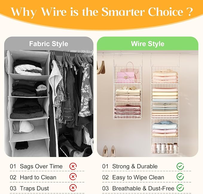 5 Tier Hanging Closet Organizer Separable Hanging Closet Shelves - Image 5