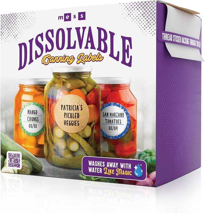 MESS Dissolvable Canning Labels – 200 Kraft 2.5" Removable Mason Jar Stickers - Image 3