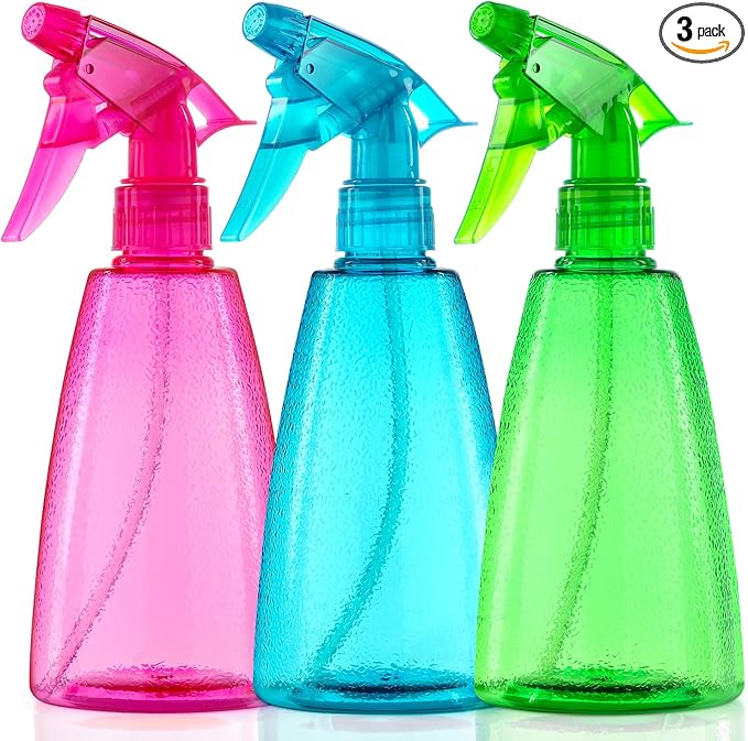 Bealee Spray Bottles 3-Pack, 16 Oz, Mist & Stream, Plastic Water Spray Bottle by Bealee