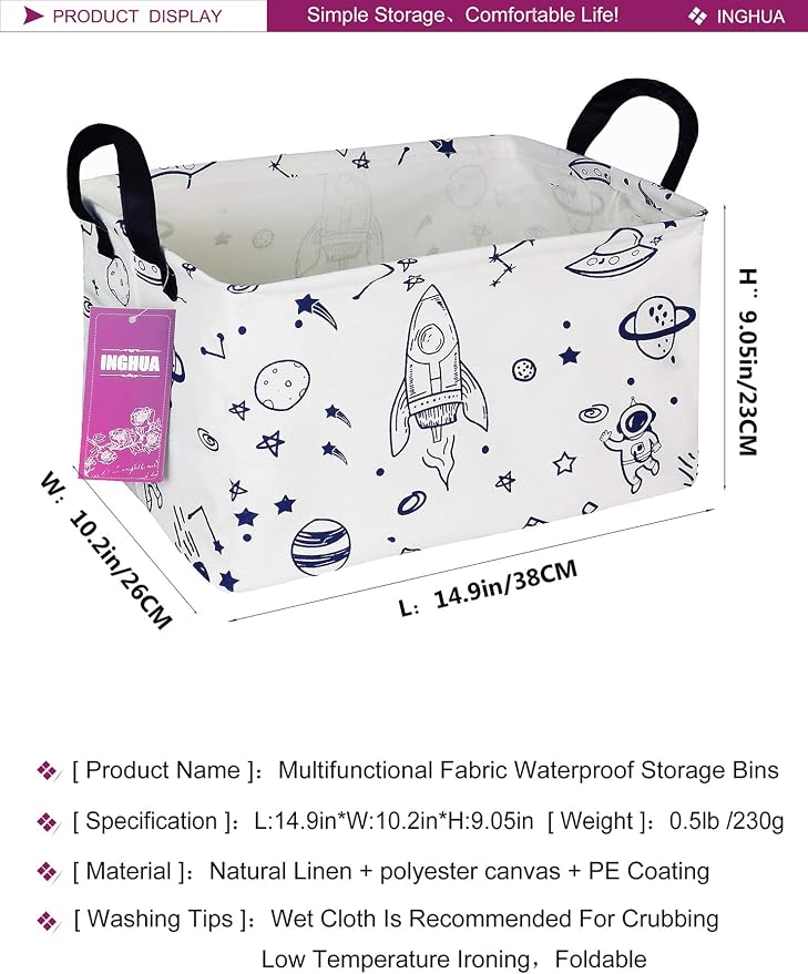 Rectangular Storage Basket Fabric Organizer Bin - Image 2