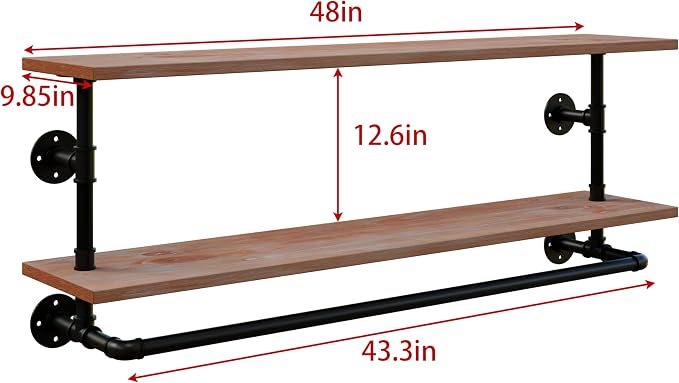 Clothes Rack 36/42/48in, Wall Mounted Garment Rack - Image 4