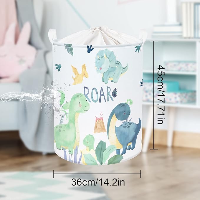 Clastyle 45L Cartoon Green Dinosaur Laundry Basket - Image 7