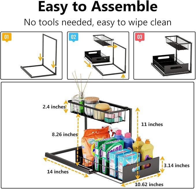 Under Sink Organizers and Storage 2 Tier Slide Out Kitchen Cabinet Organizer - Image 5