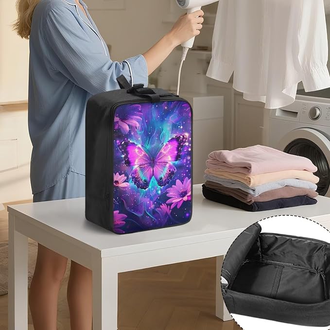 Steamer Carrying Case Purple Butterfly Lightweight Zippered Organizer - Image 3