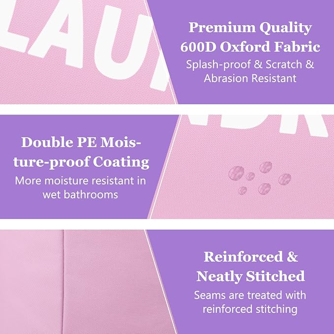 95L Large Laundry Basket with Handles, Foldable Clothes Hampers Stand Up Well - Image 7