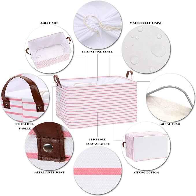 Hinwo 2-Pack Extra Large Canvas Fabric Storage Baskets - Image 4