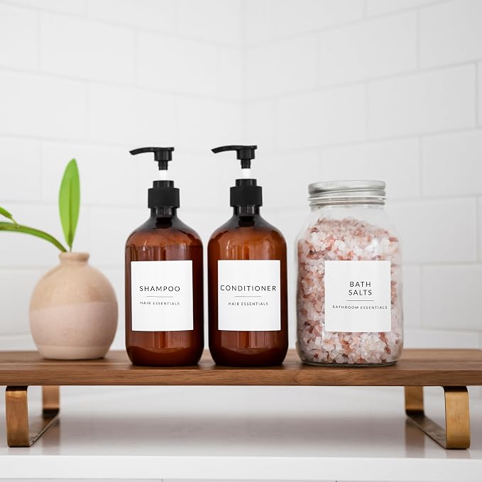 Minimalist Bathroom Labels for Organizing, 136 Preprinted Bath Room and Makeup - Image 4