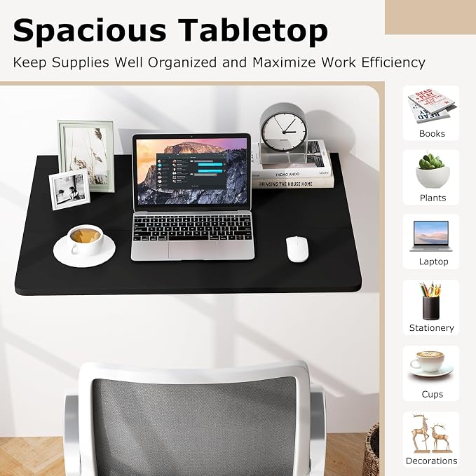 Giantex Wall Mounted Folding Table, 31.5" x 23.5" Wood Murphy Drop-Leaf Table - Image 6