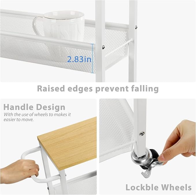 MOOACE Slim Storage Cart, 4 Tier Rolling Kitchen Shelving Unit on Wheels Mobile - Image 2