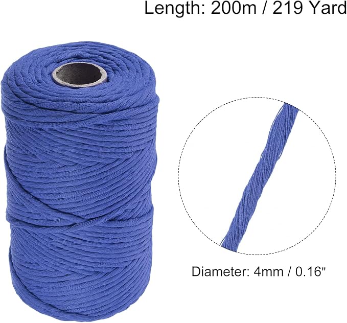 MECCANIXITY Cotton Rope Twisted Braided Twisted Single Strand Cord, Bright Blue - Image 2