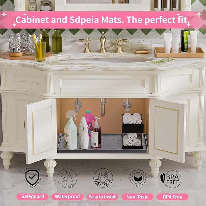 Sdpeia Under Sink Mat 22"×22" Waterproof Silicone Cabinet Liner & Sink Protector - Image 6