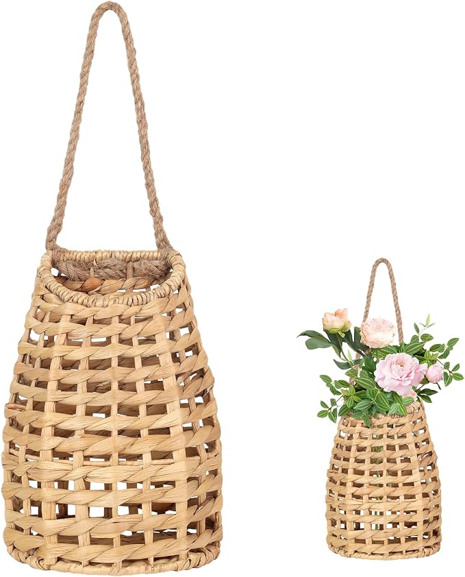 Natural Handwoven Wall Hanging Water Hyacinth Basket by VINAHAND