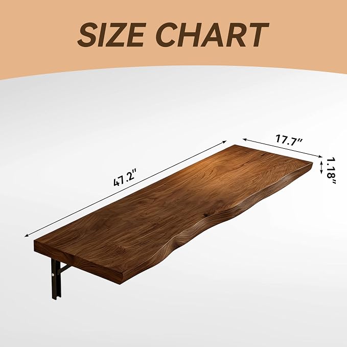 Multifunctional Solid Wood Folding Floating Wall Desk, Wall Mounted Folding Bar - Image 2