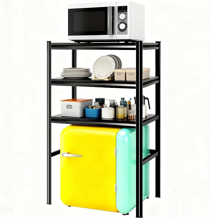 3-Tier Space Saving Refrigerator Shelf Organizer, Adjustable Metal Storage Rack by HYMNXEMO