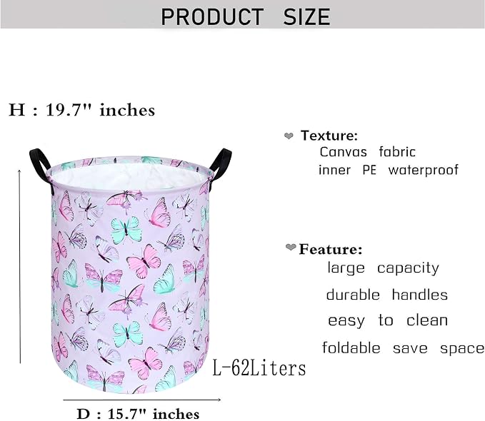 KUNRO Round Laundry Gift Basket Storage Hamper, Clothes Storage Organizer Bins - Image 2