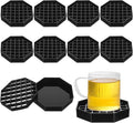 8 Pcs Octagon Drip Tray with Honeycomb Grid, 4 Inch Black Plastic Drip Trays by Unknown
