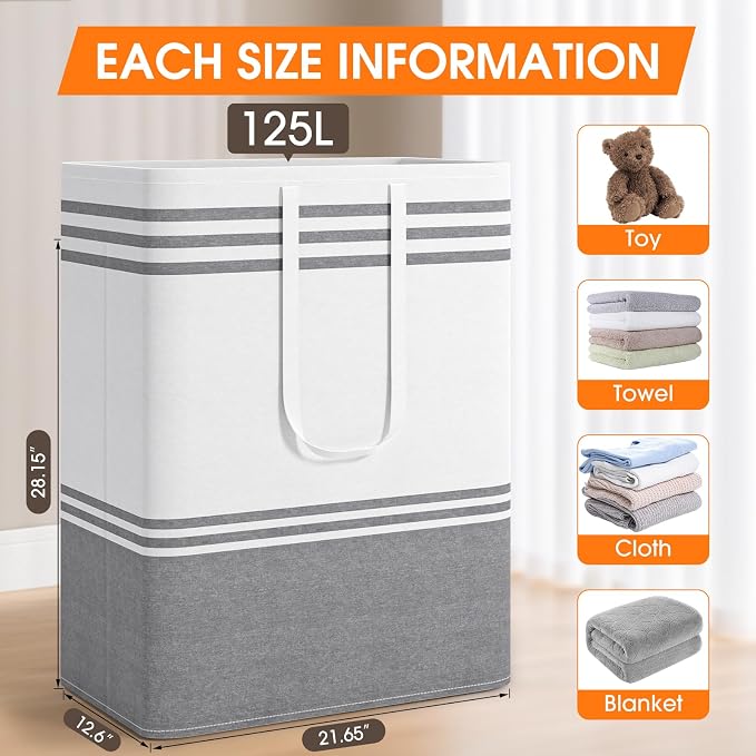 3 Pack Large Laundry Baskets, Laundry Hampers, Freestanding Waterproof - Image 2
